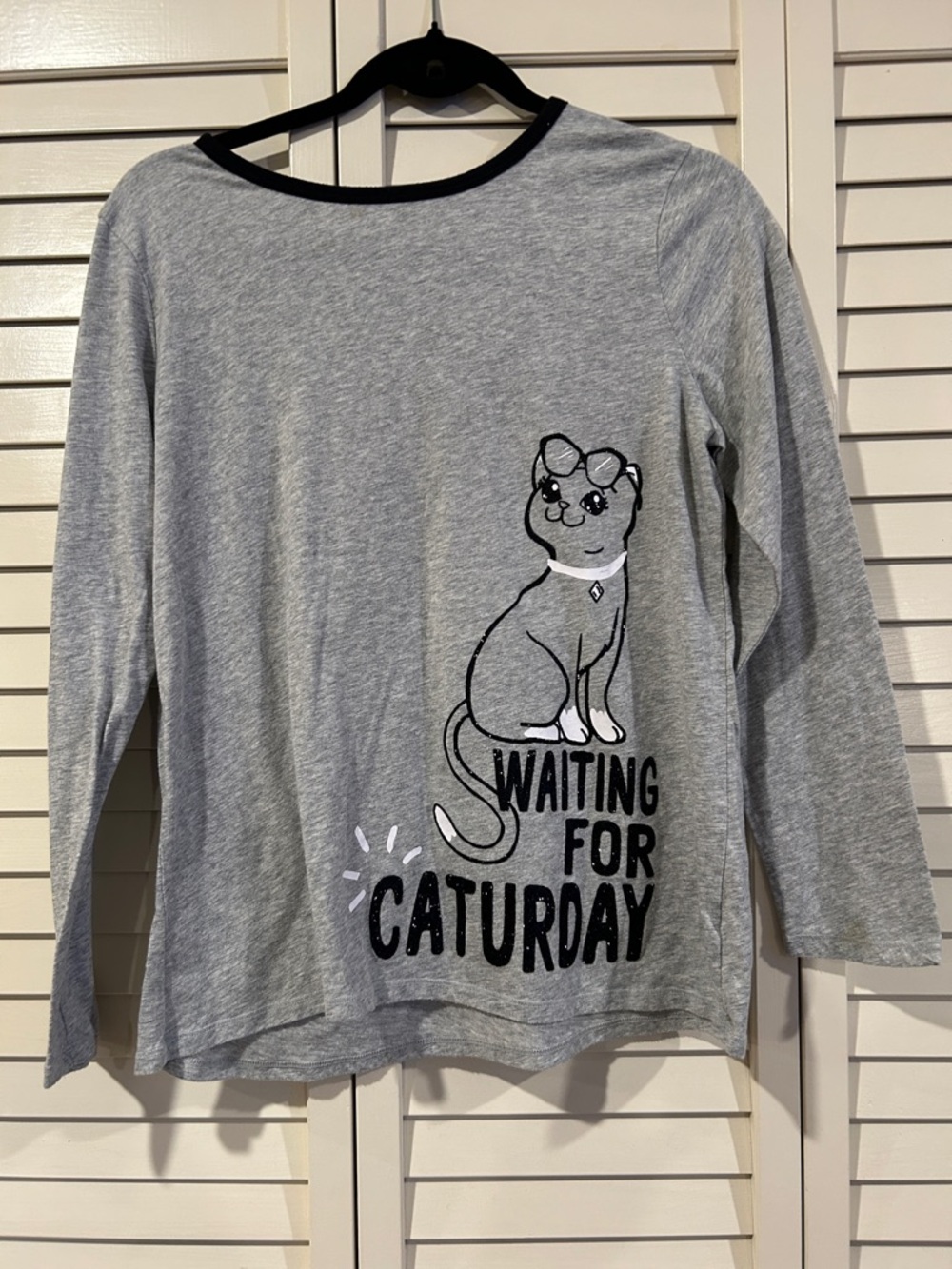 Justice Grey Long-Sleeve Tee with Cat Graphic Juniors XL (18-20)